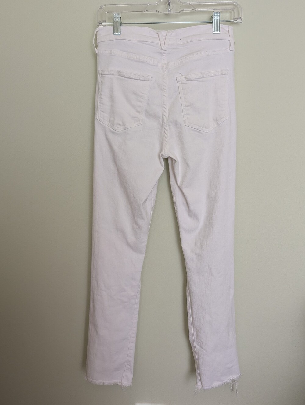 Veronica Beard Ryleigh Slim Straight High Rise White Distressed Jeans Size 27